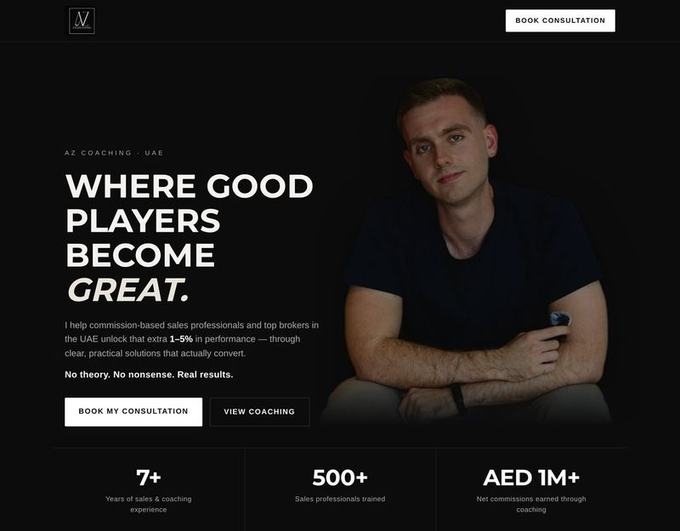 Example landing page built for a client